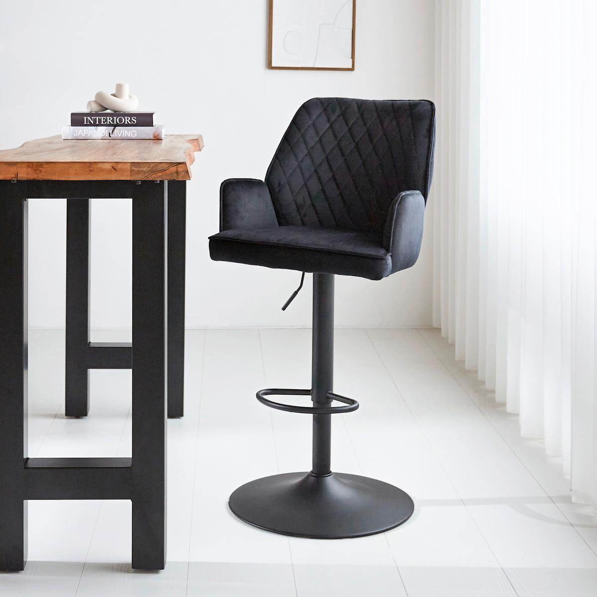 Barhocker-Set Donny Schwarz B: 54 cm - Schwarz, MODERN, Textil/Metall (54/100/58cm) - MID.YOU