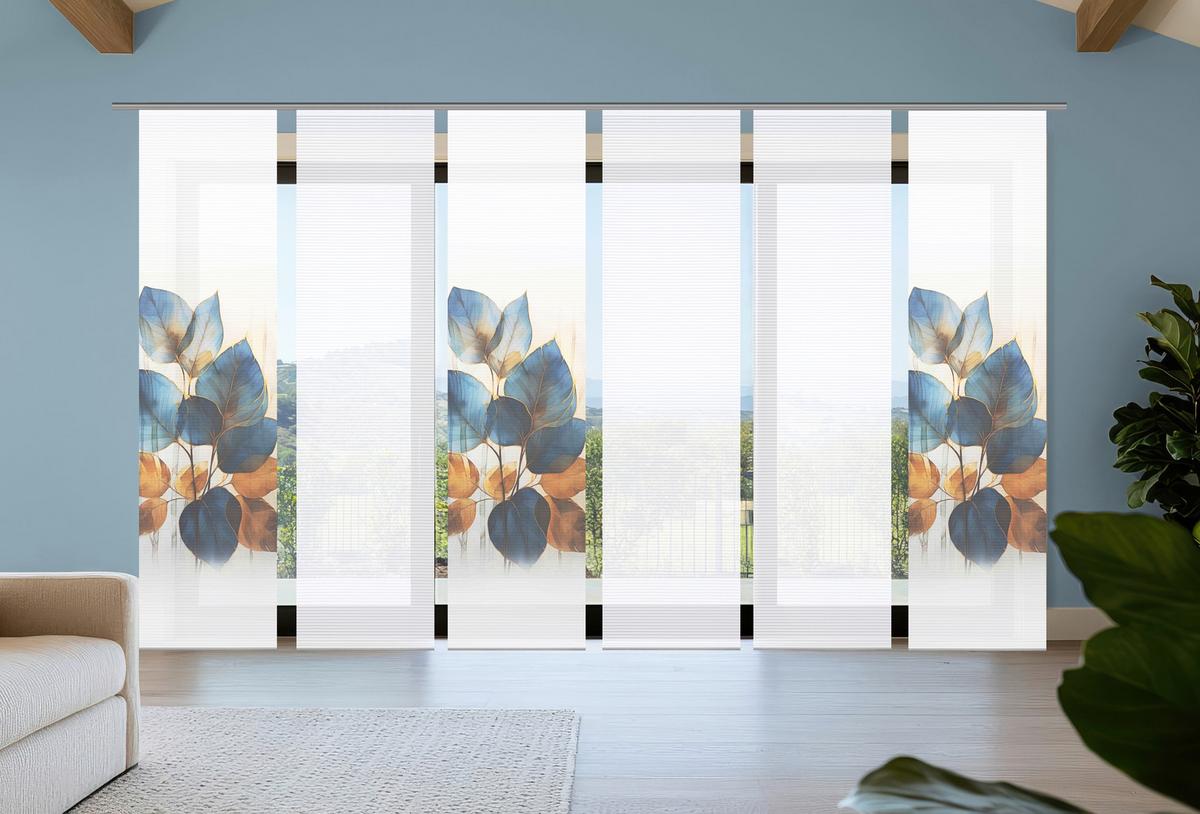 Flächenvorhang Thalin 6er Set - Blau/Weiß, Natur, Textil (60/245cm)