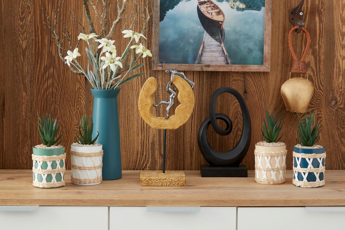 Dekofigur Abstraktes H: 24 Cm Aus Harz Für Indoor - Schwarz, MODERN, Naturmaterialien (14,5/6,5/24cm) - Luca Bessoni