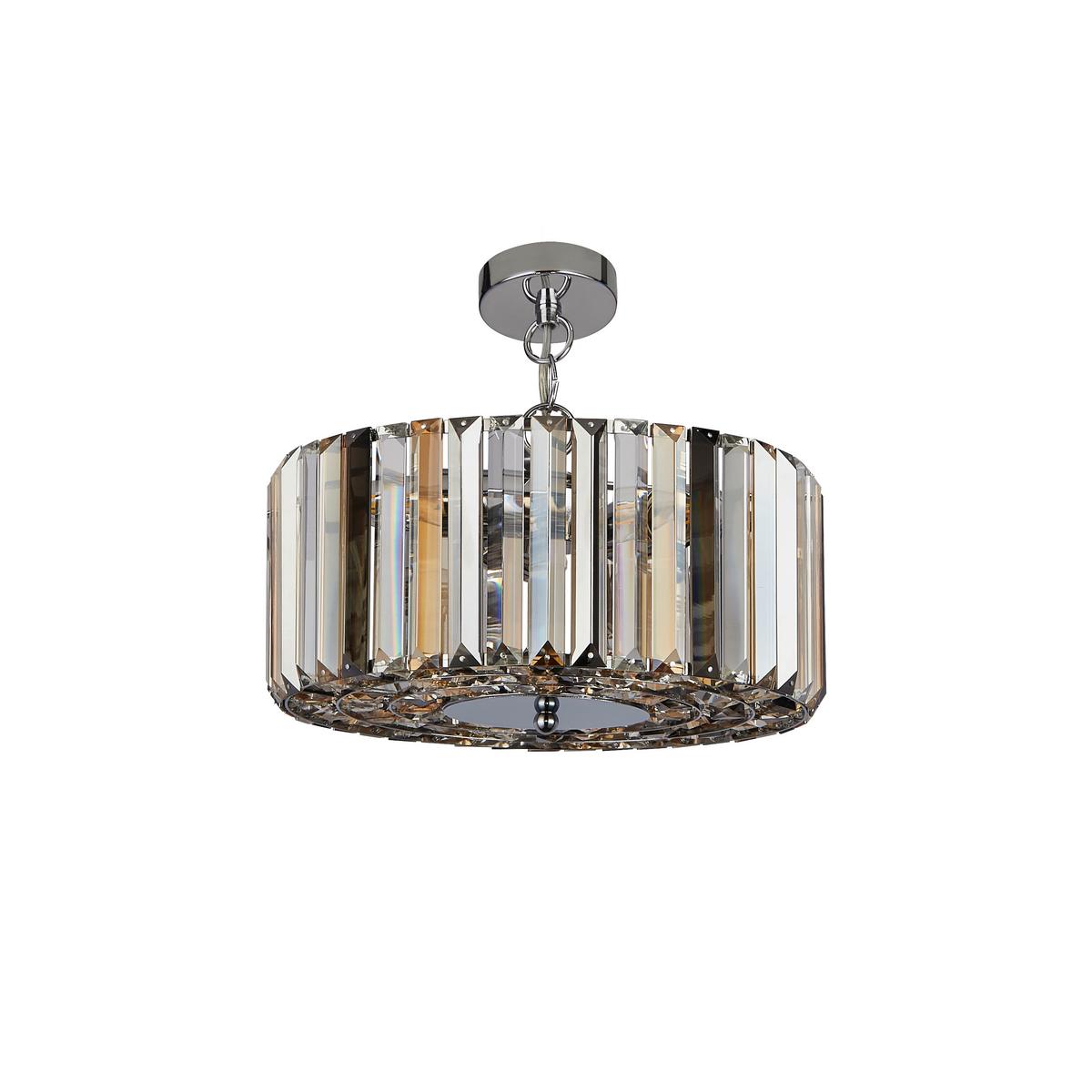 Hängeleuchte Chapeau H: 136 cm 3-Flammig - Chromfarben/Bernsteinfarben, KONVENTIONELL, Glas/Metall (35/136cm)