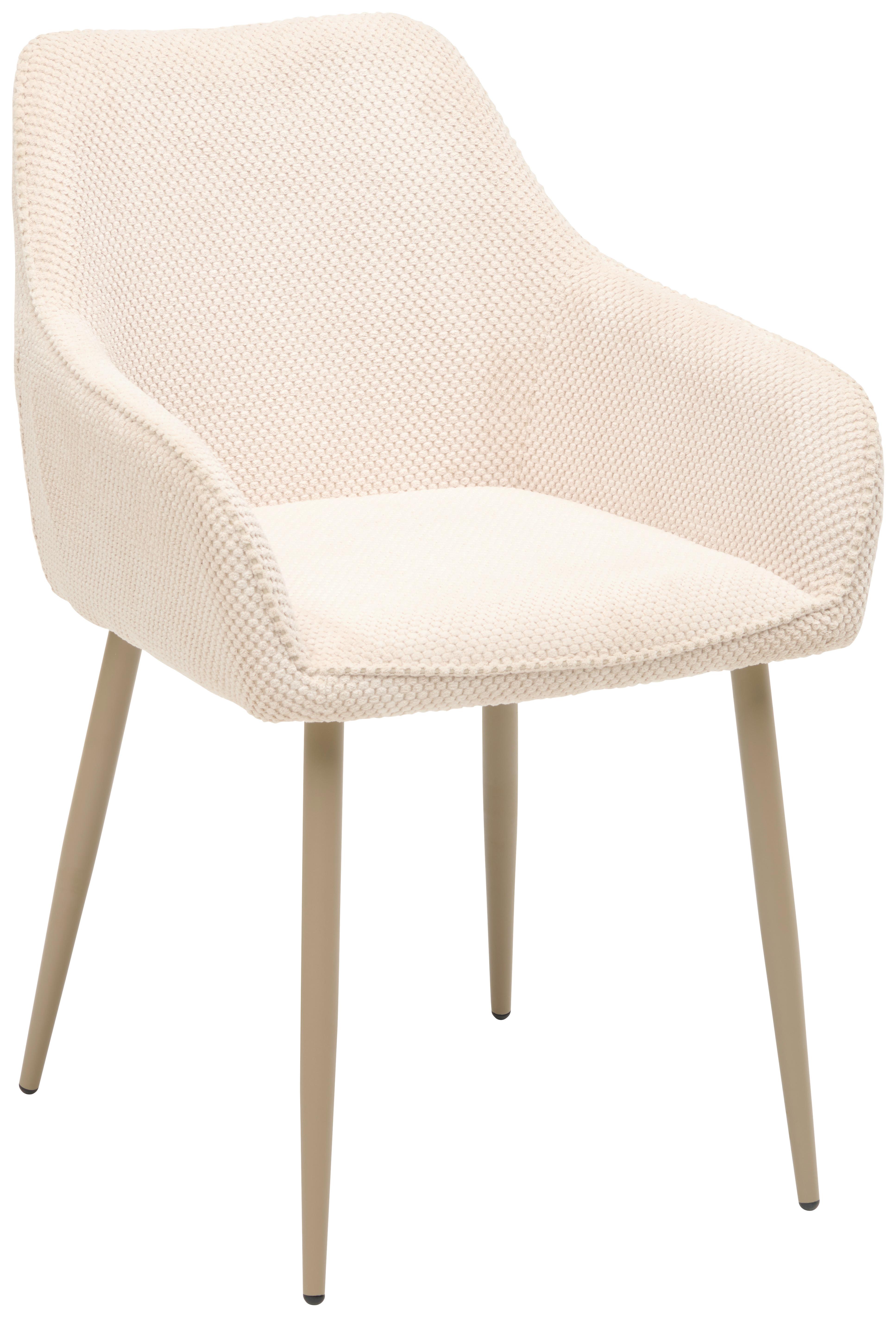 Armlehnstuhl Cora Webstoff Beige, B: 56 cm - Beige, KONVENTIONELL, Textil/Metall (56/81/61cm) - MID.YOU