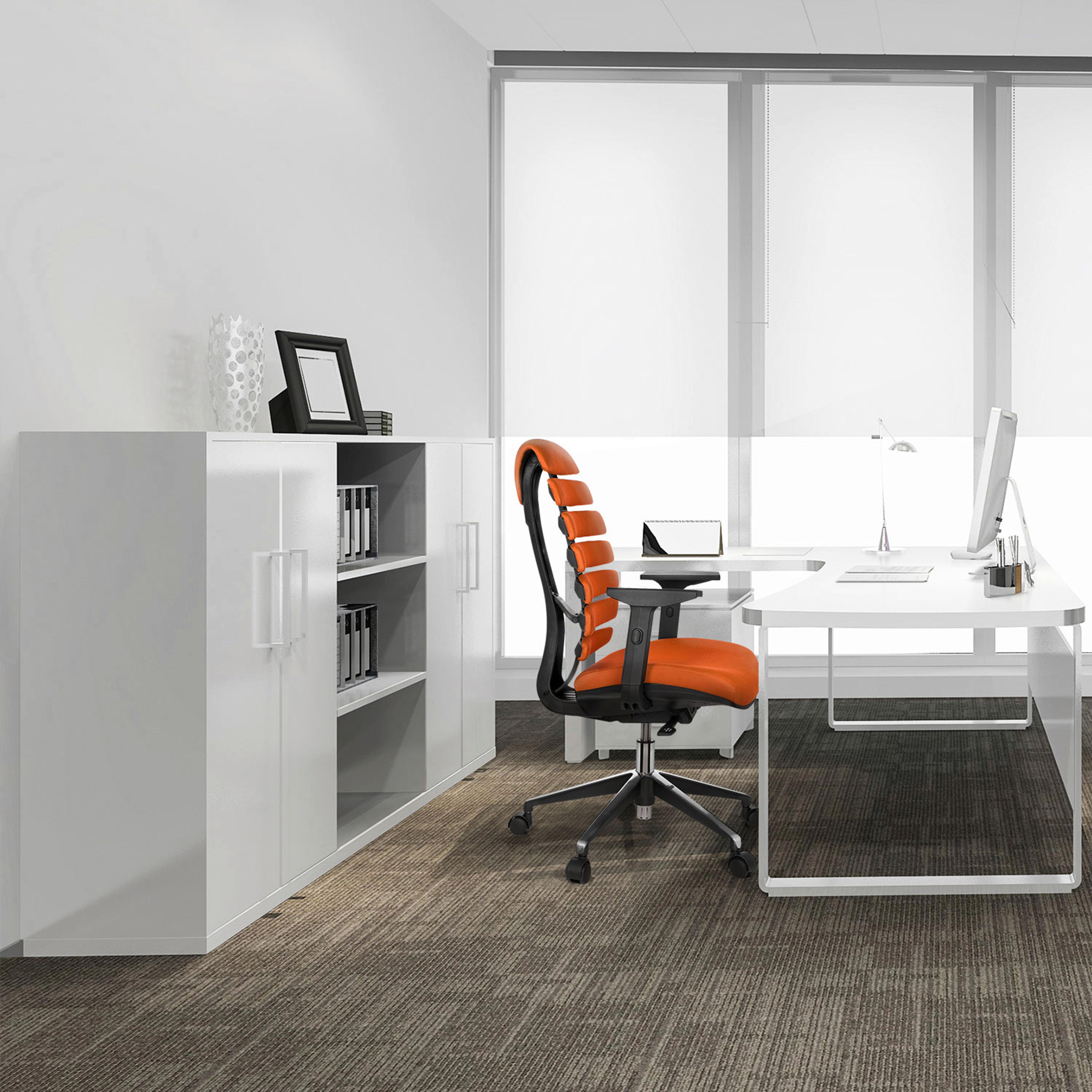 Drehstuhl Ergo Line II Orange - Schwarz/Orange, MODERN, Kunststoff/Textil (65/115/50cm) - MID.YOU