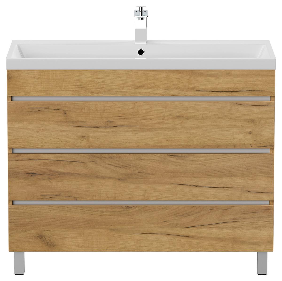 WASCHTISCHKOMBI Fellini Eichefarben B: 100cm - Eichefarben/Weiß, Basics, Holzwerkstoff/Stein (100cm) - MID.YOU