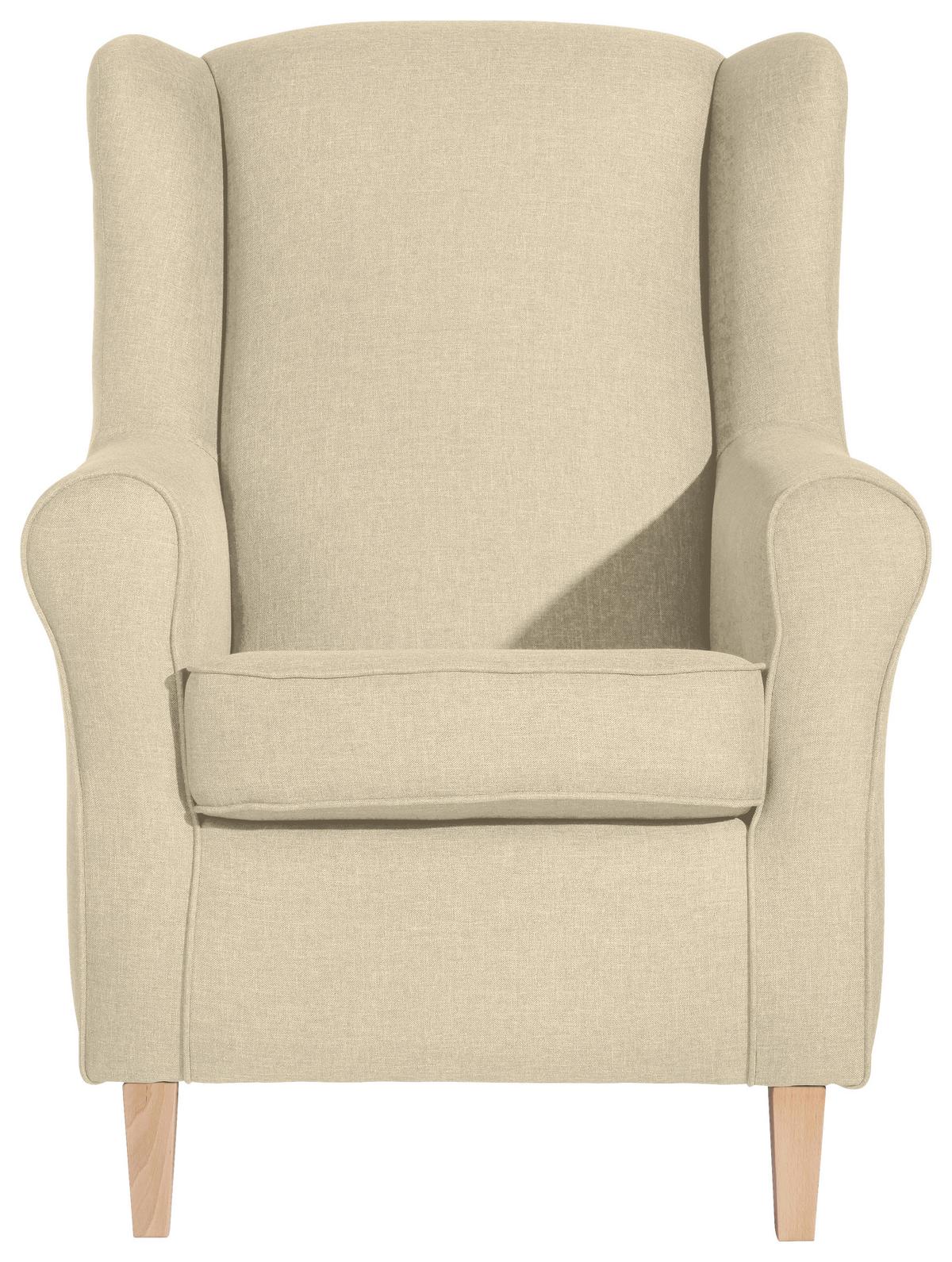 Ohrensessel Mit Armlehnen Lorris Beige - Beige/Buchefarben, MODERN, Textil (77/103/86cm) - Max Winzer