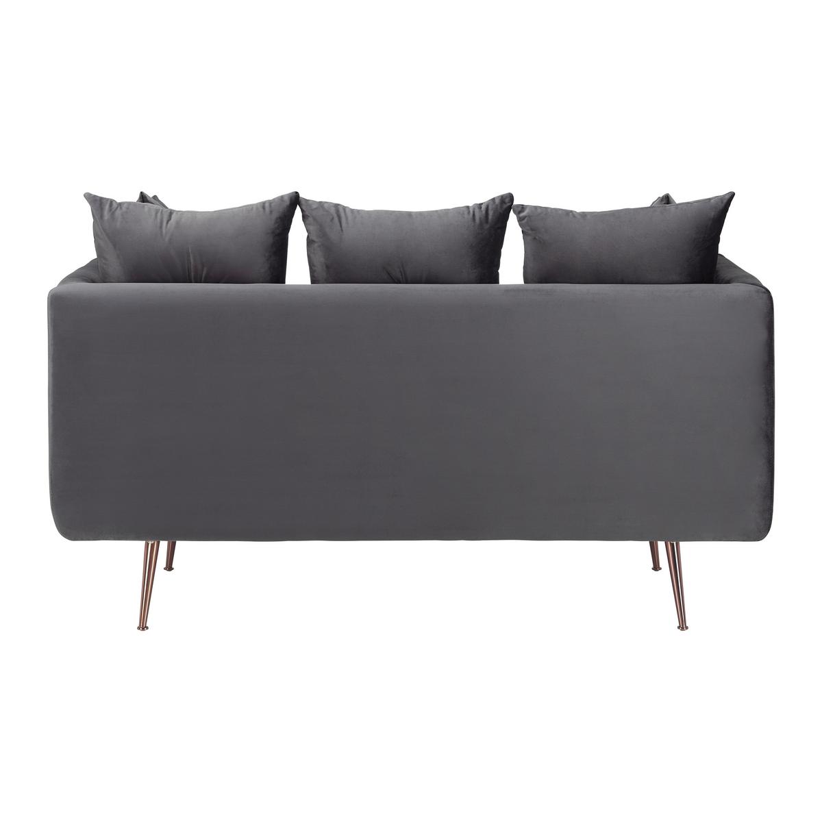 Dvojmiestna pohovka LUIS, sivý zamat - sivá/ružové zlato, Modern, kov/drevo (155/87/87cm) - Bessagi Home