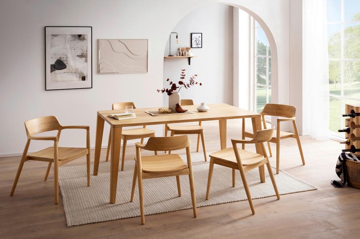 Esstisch Scandi Holz Naturfarben, B: 160 Cm - Naturfarben, ROMANTIK / LANDHAUS, Holz (160/78/90cm)