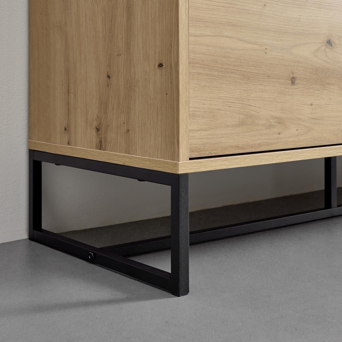 Komoda FOSCA - čierna/farba duba, Modern, kov (148,5/76/40cm) - Bessagi Home