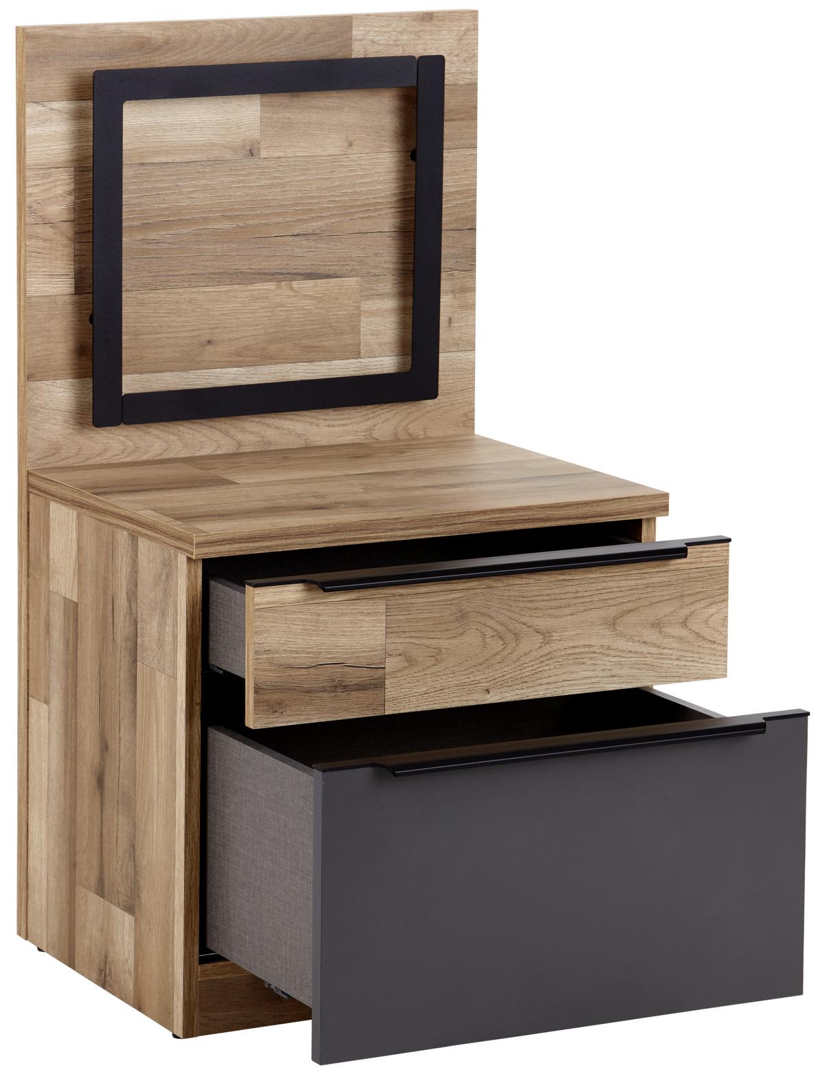 NOČNÍ STOLEK JAMES - barvy dubu/černá, Konvenční, kompozitní dřevo/plast (48/88,3/37,2cm) - James Wood