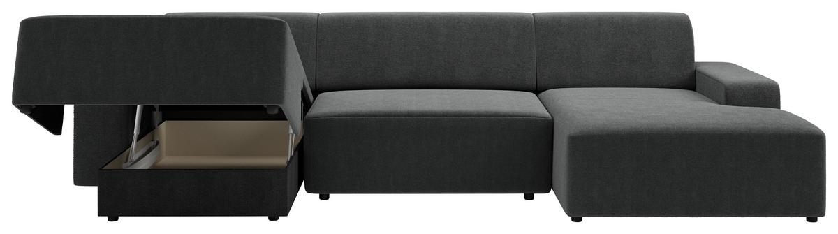 Wohnlandschaft Wien Anthrazit U: 162x329x162 cm - Anthrazit/Schwarz, MODERN, Textil (162/329/162cm) - Trendmanufaktur