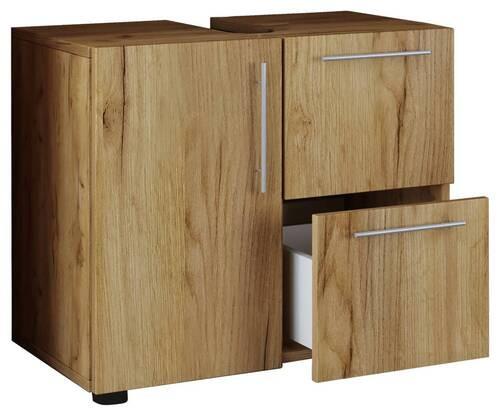 Waschbeckenunterschrank Flandu B: 61 cm, Eichefarben Honig