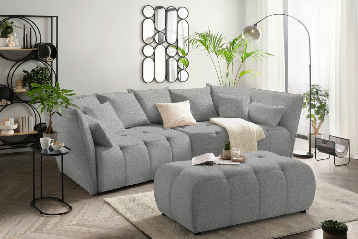 Boxspringová pohovka SOFI, svetlosivá - čierna/svetlosivá, Modern, textil (294/93/152cm) - Premium Living