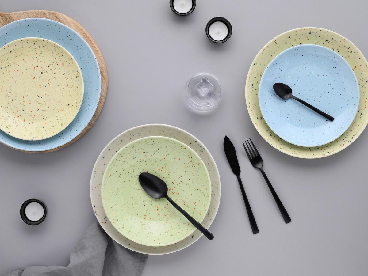 Tafelservice Confetti Bunt Creme/hell-/blau/grün/gelb - Hellgelb/Creme, Basics, Keramik - Creatable