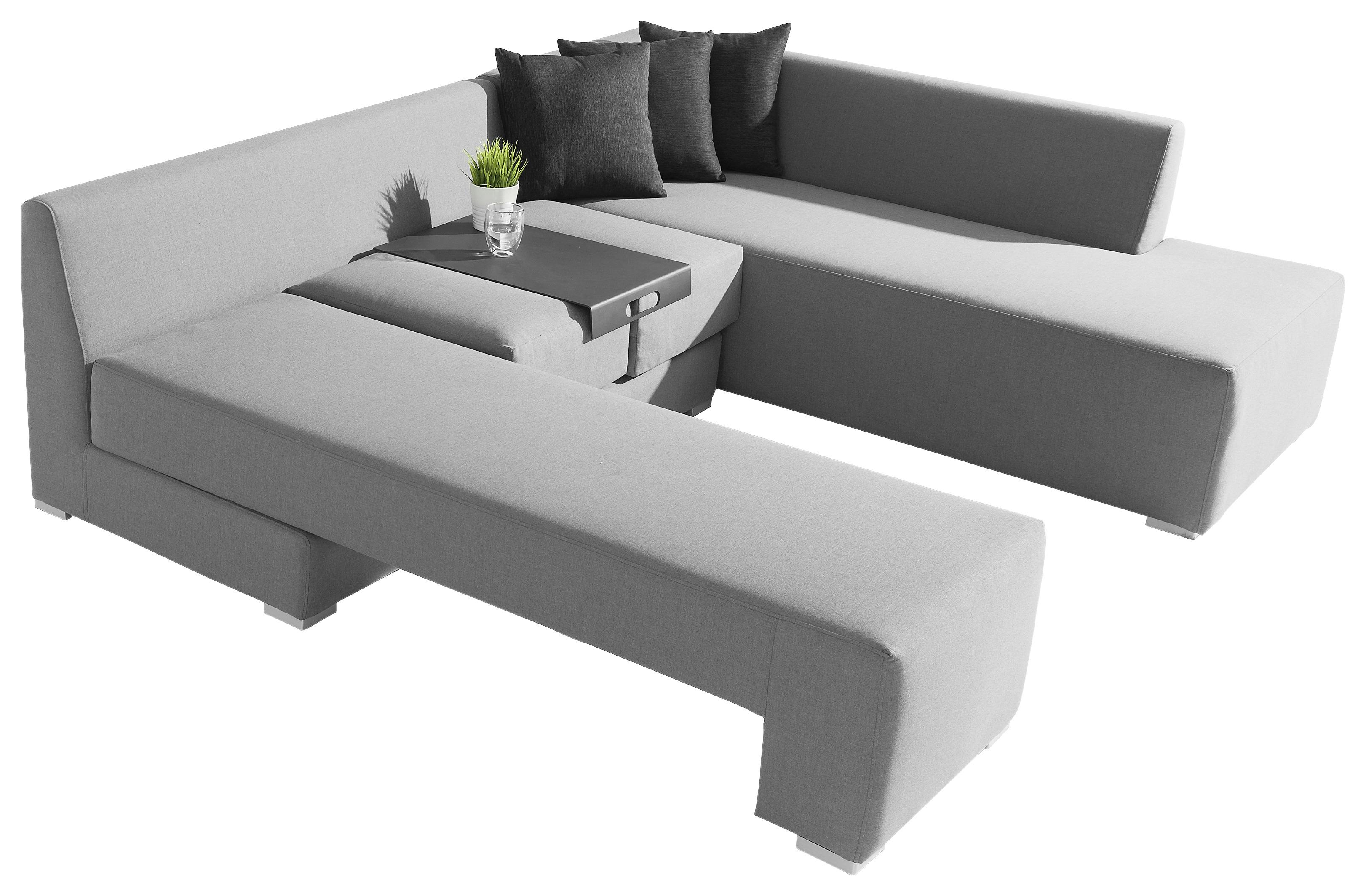 Loungegarnitur 3-Tlg Wellington Textil mit Kissen - Grau, Basics, Textil (300/150/70cm)