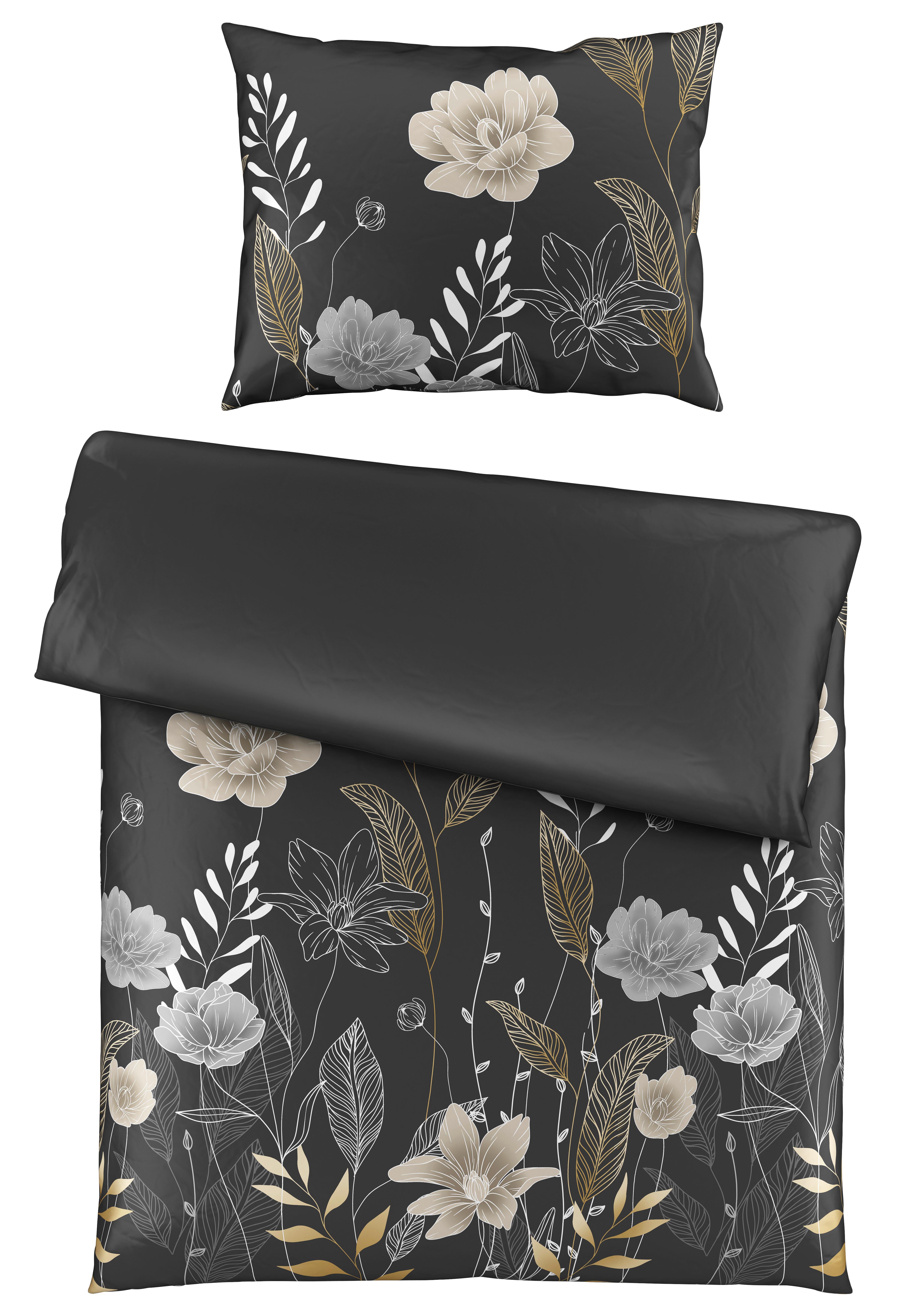 Posteľná bielizeň Nala, 70/90 140/200cm, sivá - antracitová, Romantik / Landhaus, textil (140/200cm) - Mömax