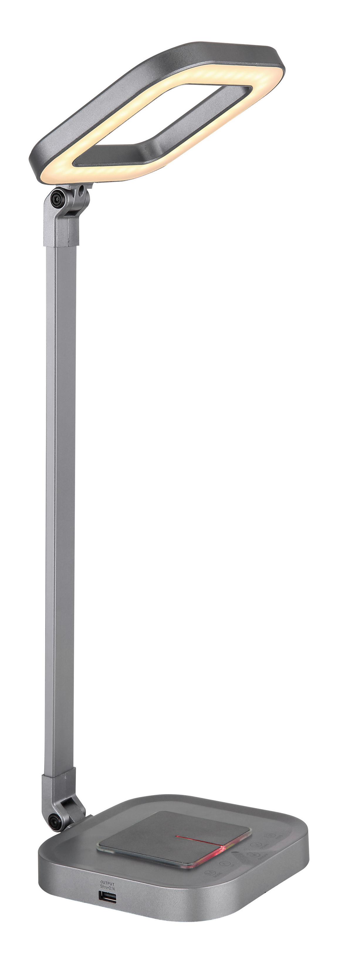 LED-Schreibtischleuchte Monaco - Weiß/Grau, Basics, Kunststoff/Metall (14,5/14,5/43cm) - Globo
