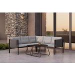 Loungegarnitur Mallorca - Schwarz/Grau, MODERN, Textil/Metall (186,5/186,5cm) - Beldano