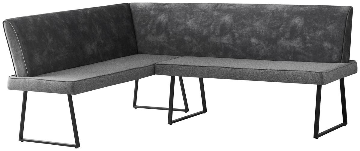 Eckbank Rab Dunkelgrau Eisen Schwarz, 155x205 cm - Dunkelgrau/Schwarz, KONVENTIONELL, Holz/Textil (155/205/89/62cm) - MID.YOU