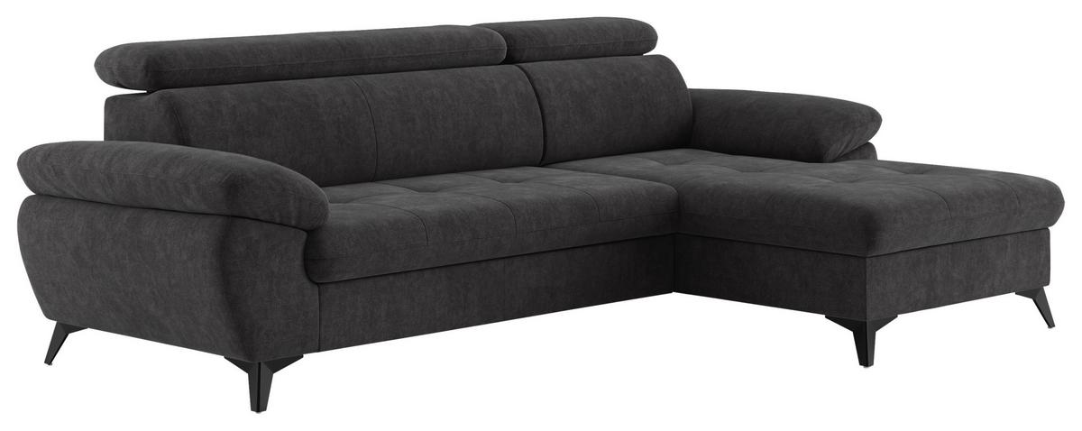 Ecksofa mit Bettkasten Hudson 261x166 cm Dunkelgrau - Schlammfarben/Dunkelgrau, Textil (261/166cm) - MID.YOU