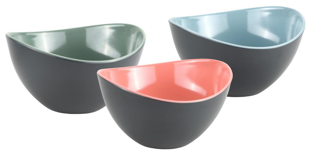 Obstschale 3-Teiliges Set - Pastellblau/Altrosa, Basics, Kunststoff (20/12/11cm) - Kesper