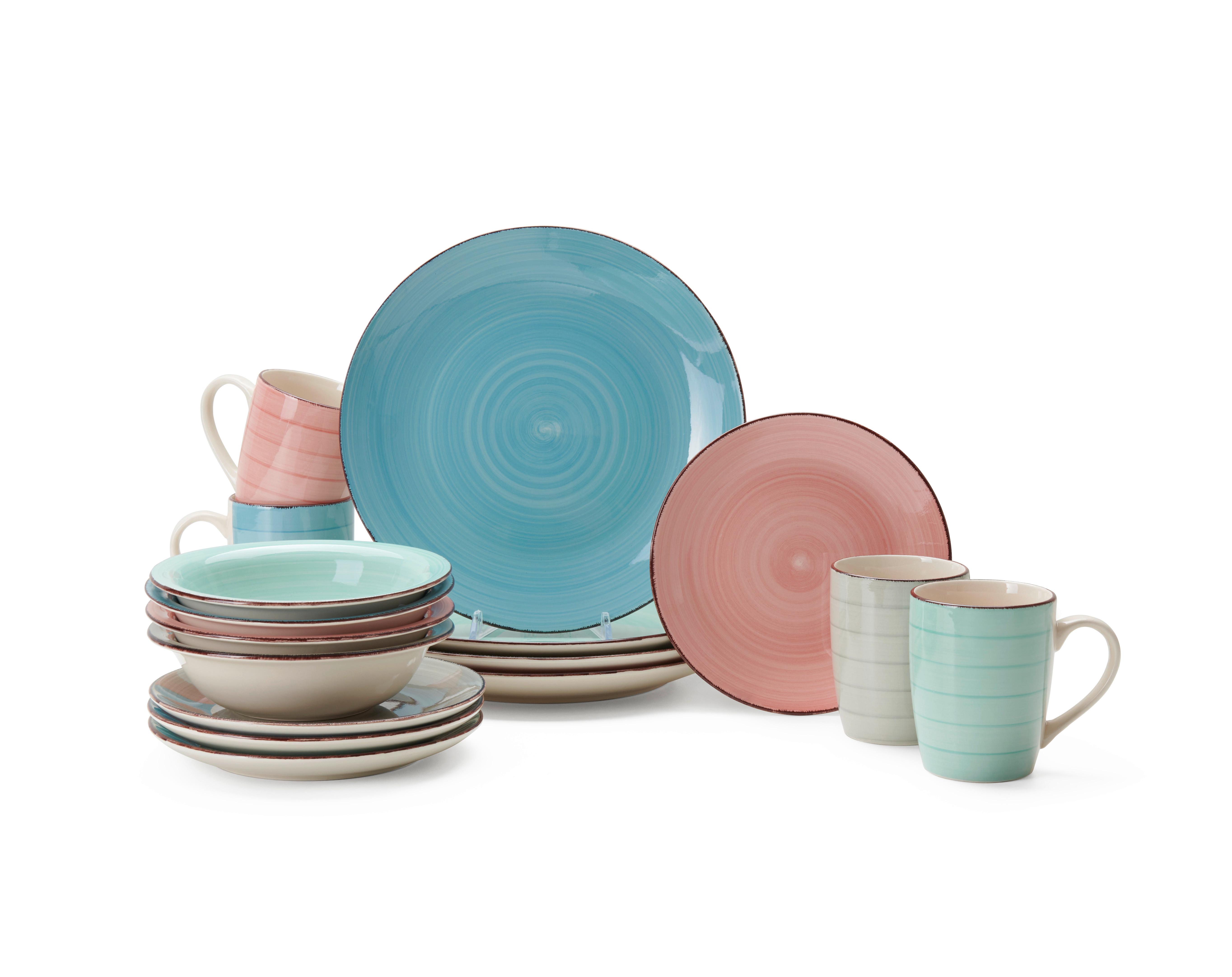 Kombinovaná souprava Verona, 16-dílná pro 4 osoby - šedá/modrá, Konvenční, keramika - Modern Living