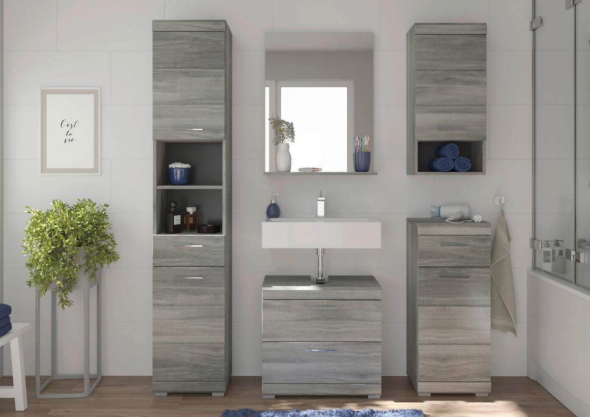 Badezimmer Unterschrank Soul Bxh 37x88 Cm - Silbereichenfarben, MODERN, Holzwerkstoff (37/88/31cm) - MID.YOU