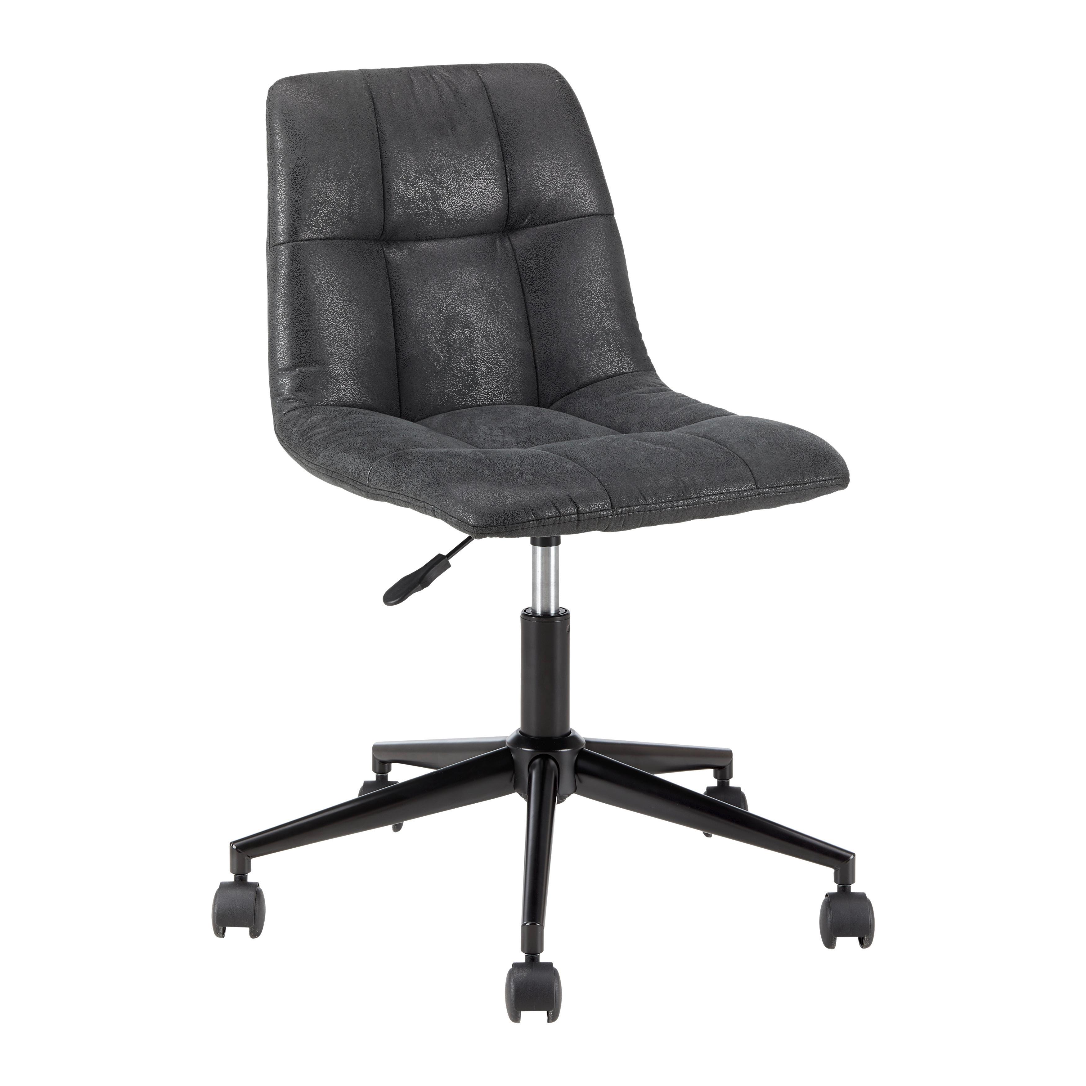 Otočná stolička CLELIE tmavosivá - čierna/tmavosivá, Modern, kov/drevo (45/79-89/57cm) - Bessagi Home