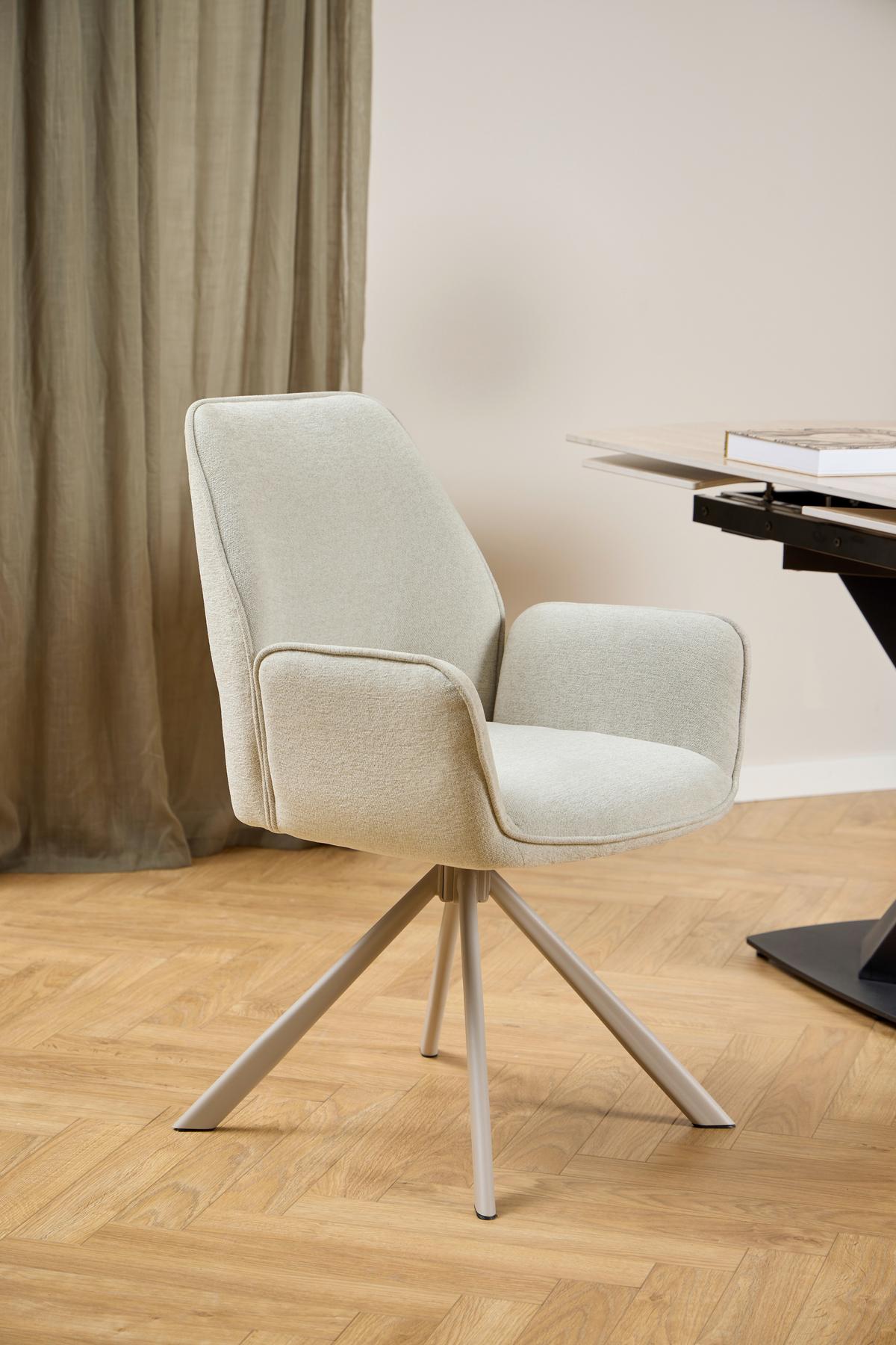 ŽIDLE S PODRUČKAMI GRAHAM - šedá/béžová, Design, kov/textil (60/85/63cm) - Ambia Home