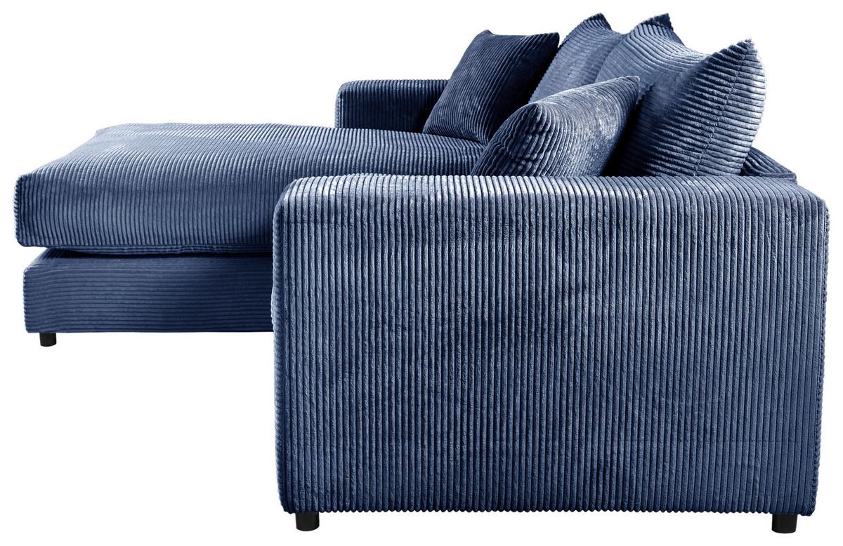 Ecksofa Funny S Links mit Hocker, Blau, B: 265 cm - Blau/Schwarz, Basics, Textil (180/265cm) - Livetastic