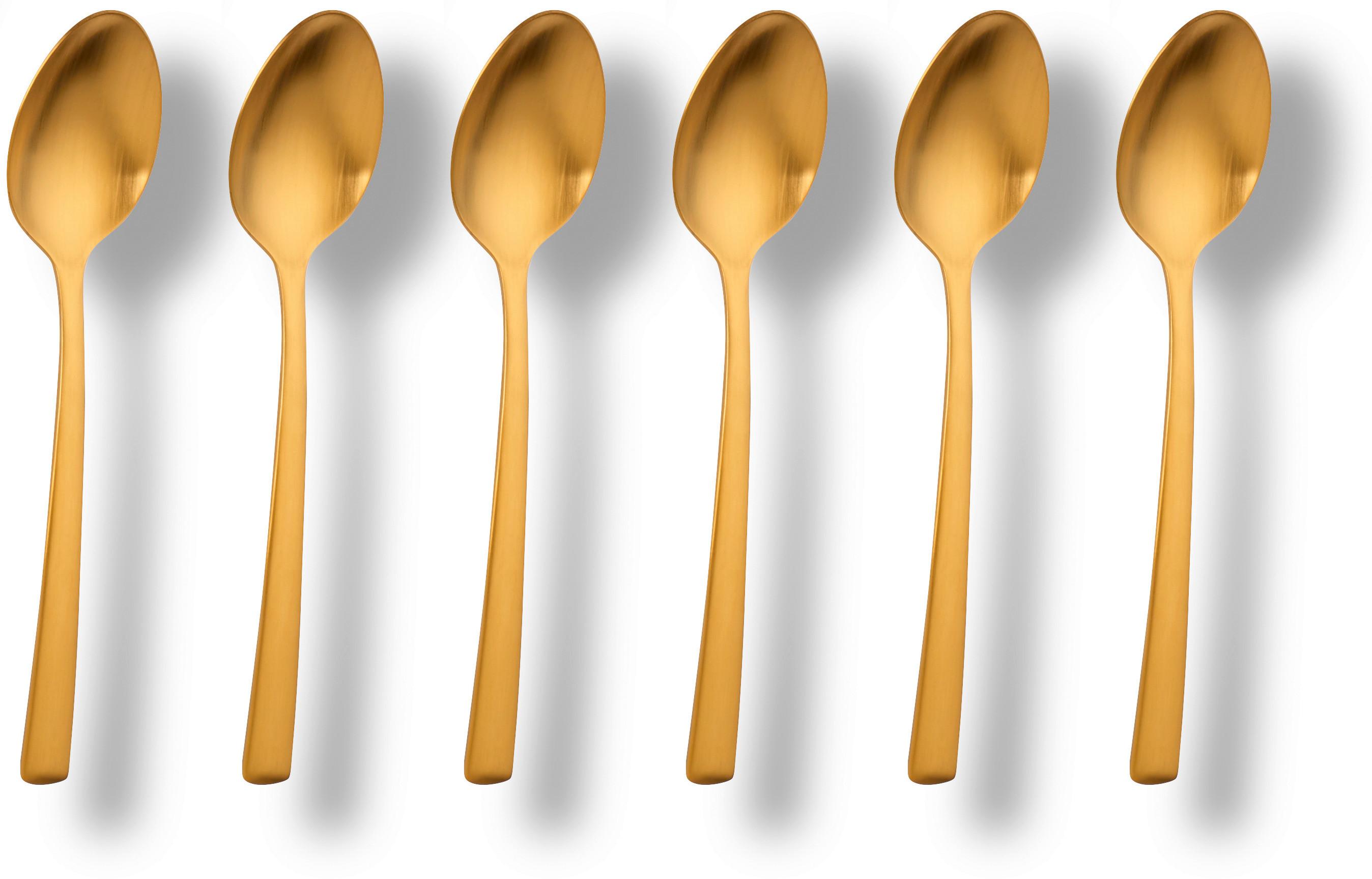 Kaffeelöffel 6er-Set L: 13,7 cm - Goldfarben, Basics, Metall (13,7cm) - Echtwerk