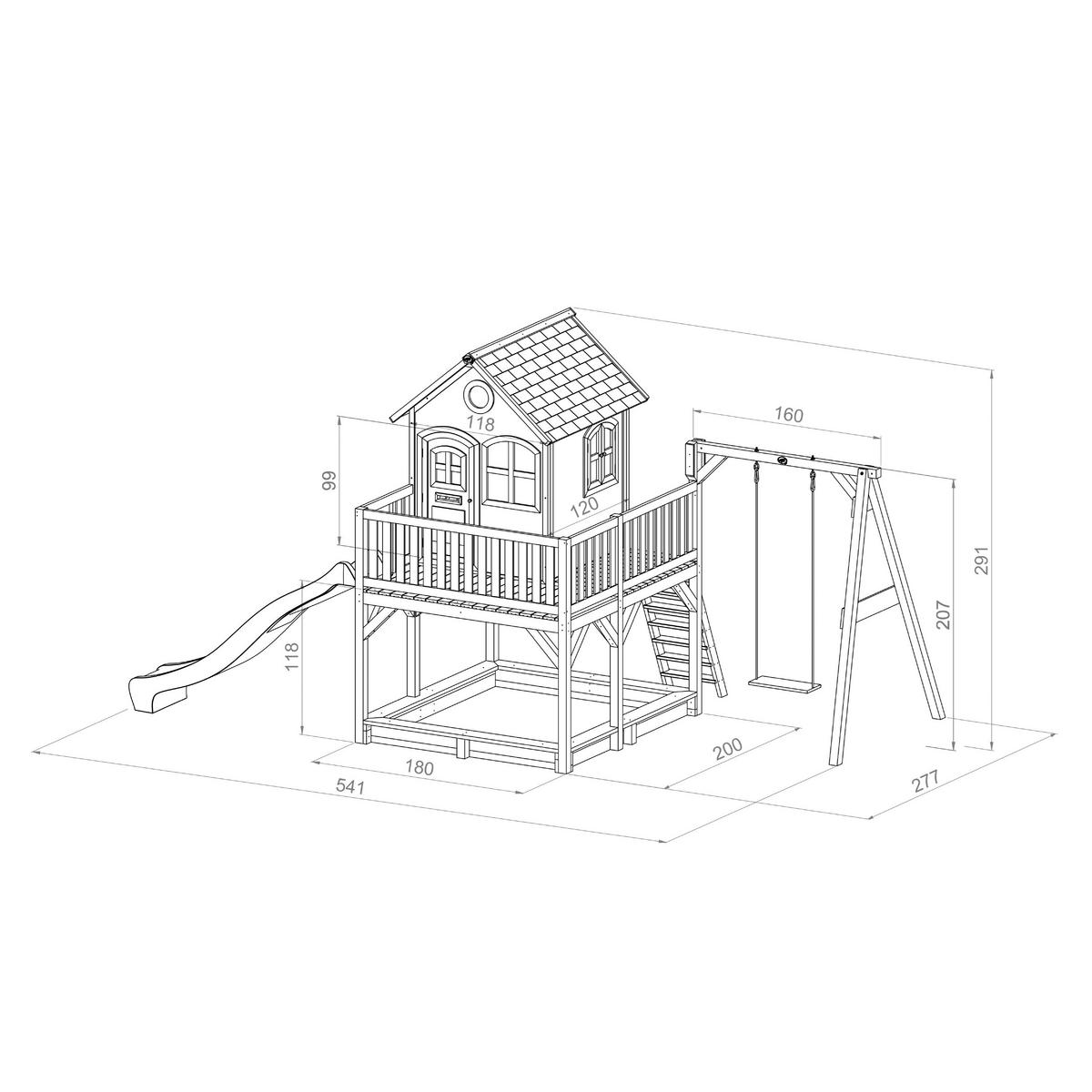 Spielturm A030.152.80 - Braun/Grau, KONVENTIONELL, Holz/Kunststoff (541/291/277cm) - Ambia Garden