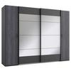 Drehtürenschrank mit Spiegel B: 272 cm Kopenhagen, Dunkelgrau - Dunkelgrau/Graphitfarben, Basics, Holzwerkstoff (272/210/65cm) - MID.YOU
