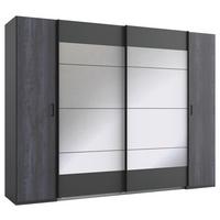 Drehtürenschrank mit Spiegel B: 272 cm Kopenhagen, Dunkelgrau - Dunkelgrau/Graphitfarben, Basics, Holzwerkstoff (272/210/65cm) - MID.YOU