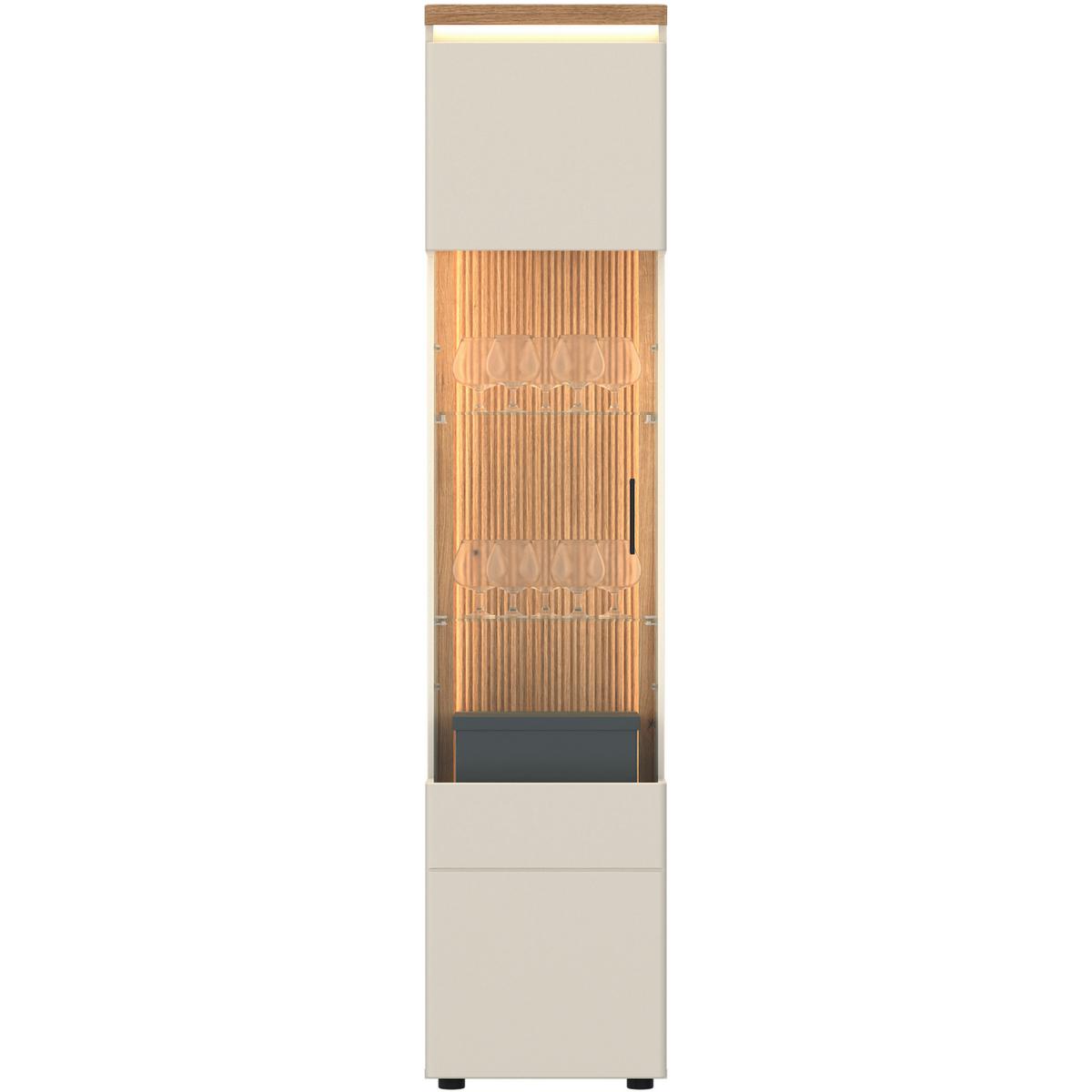 Vitrine Modena Eiche Dekor/Kaschmir B: 45cm - Kaschmir/Eichefarben, Basics, Glas/Holzwerkstoff (45/201,5/35,6cm) - Hom`in