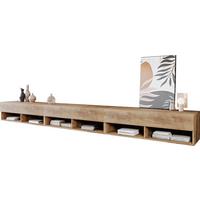 TV-Lowboard B: 300 cm Kastanienfarben - Kastanienfarben/Weiß Hochglanz, LIFESTYLE, Holzwerkstoff (300/30/31cm) - P & B