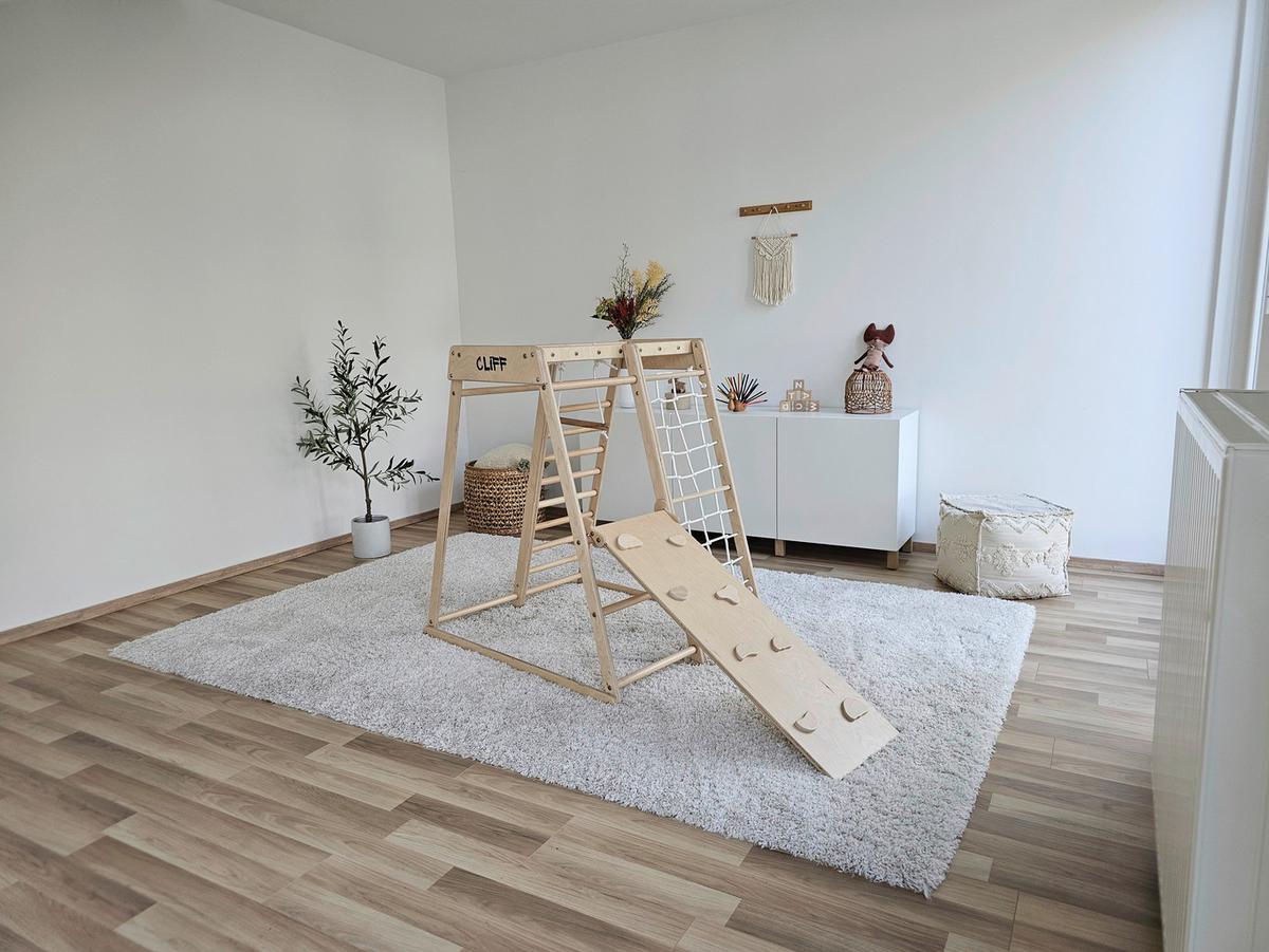 platzsparendes Klettergerüst natur - Birkefarben, Basics, Holz (84/105/113cm) - CLIFF