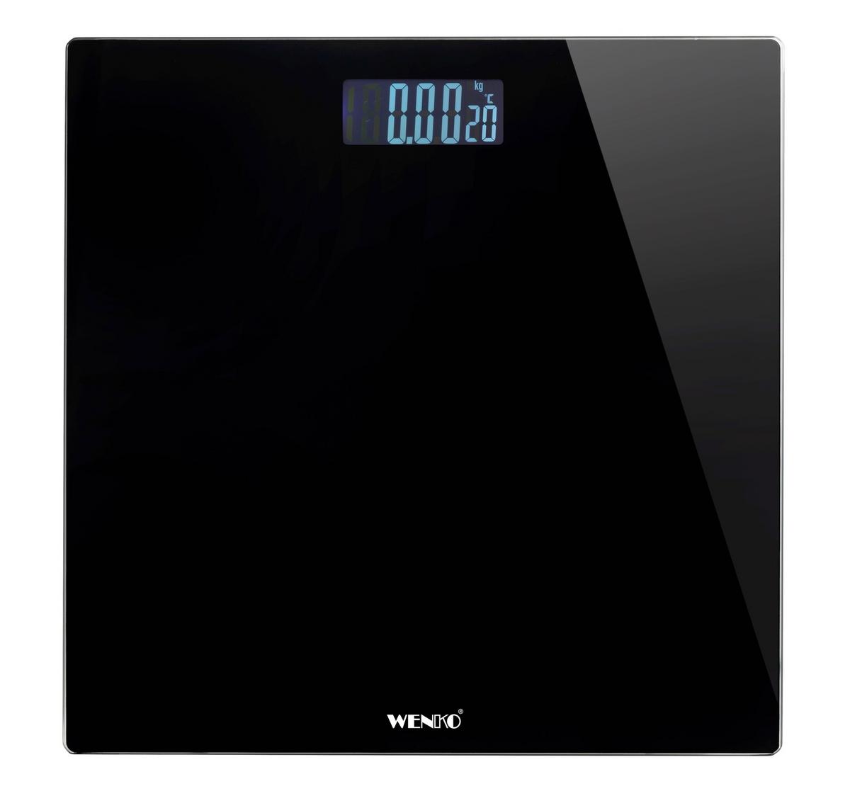 Personenwaage Digital Bis 180 Kg - Schwarz, KONVENTIONELL, Glas/Kunststoff (28/2,2/28cm) - Wenko