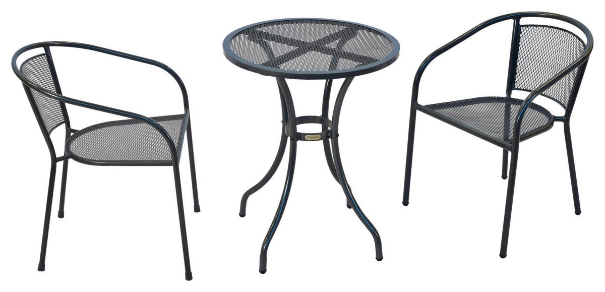 Balkonset Delos Set 3tlg. - Graphitfarben, MODERN, Metall - Gardenson