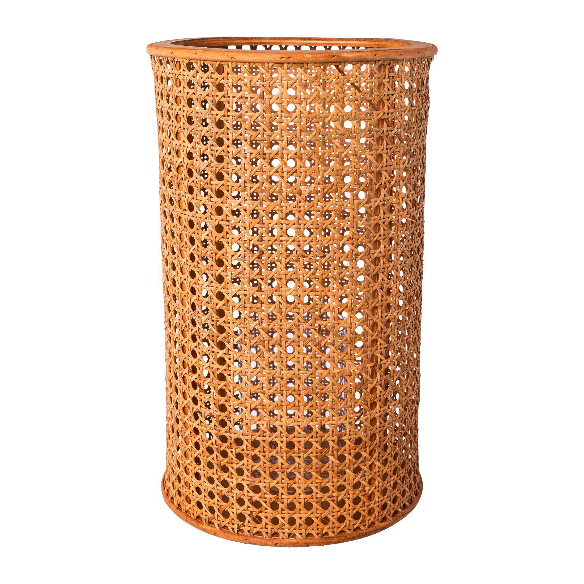 Windlicht Aus Bambus DxH: 24x40 cm - Naturfarben, Trend, Glas/Naturmaterialien (24/40cm) - P & B