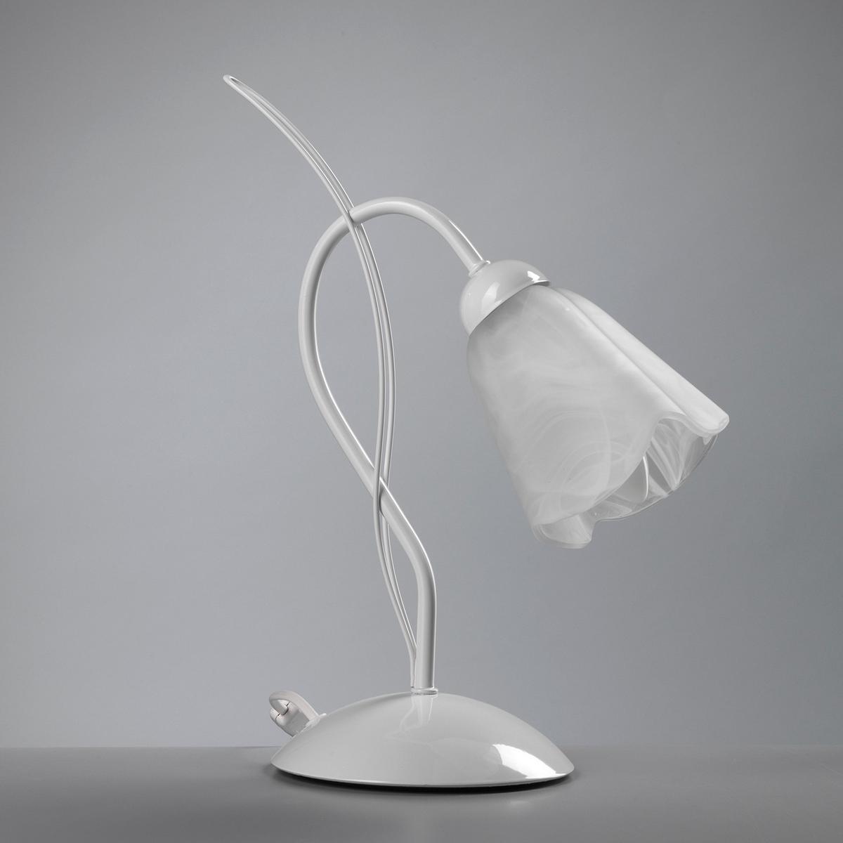 Nachttischleuchte 4802/L - Weiß, KONVENTIONELL, Glas/Metall (25/35cm)