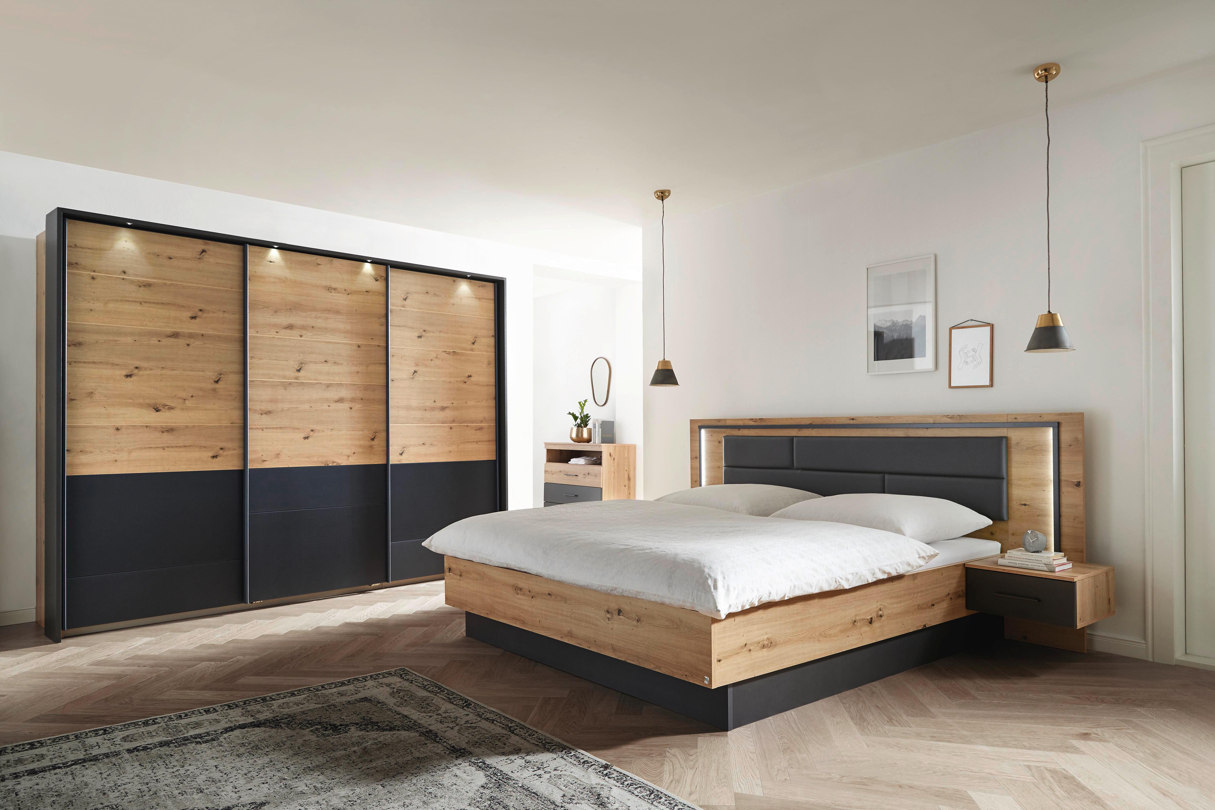 Schwebetürenschrank Bilbao Eiche Artisan/Grau B: 271 cm - Eiche Artisan/Grau, MODERN, Holzwerkstoff (271/210/62cm) - Rauch Möbel