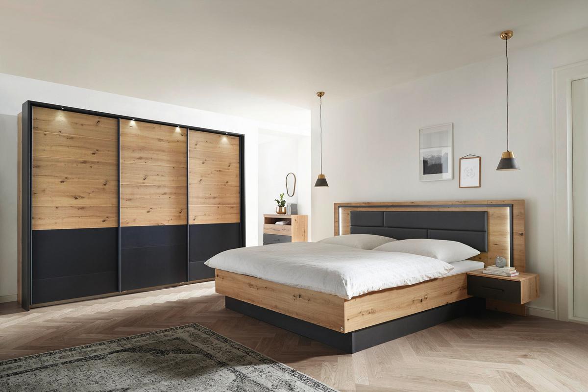 Schwebetürenschrank Bilbao Eiche Artisan/Grau B: 271 cm - Eiche Artisan/Grau, MODERN, Holzwerkstoff (271/210/62cm) - Rauch Möbel