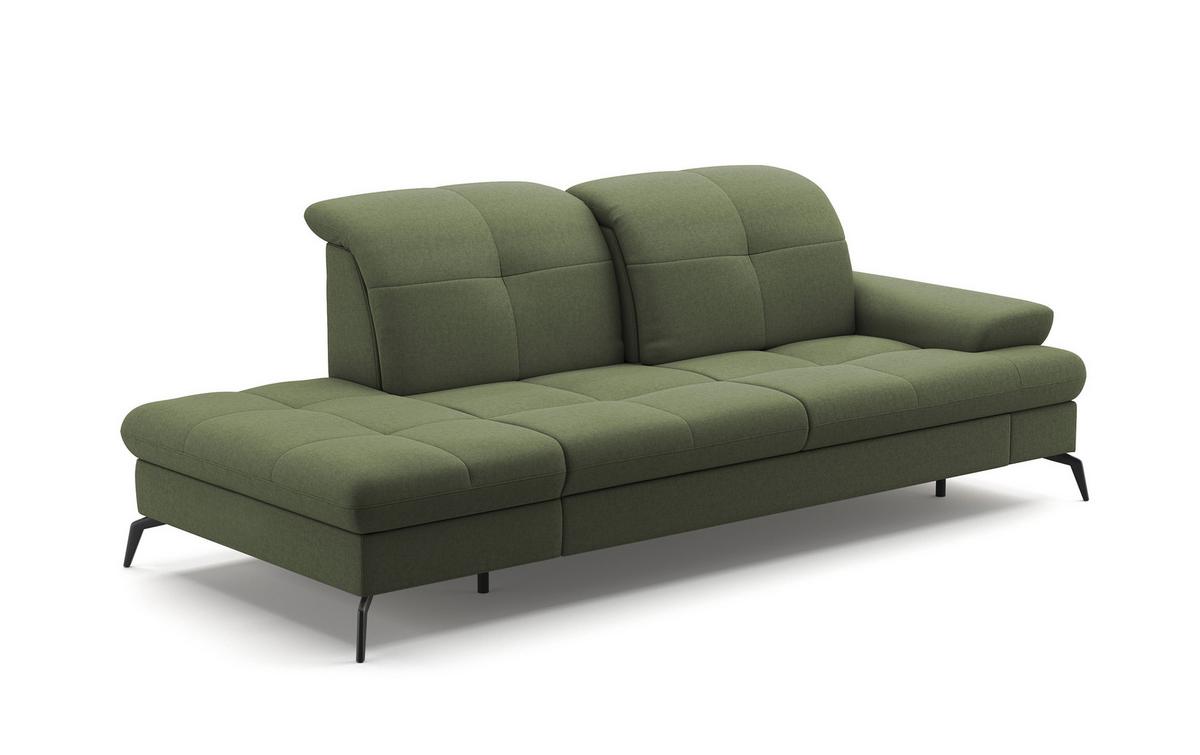 Récamiere Amica E, Olivgrün B: 231 Cm - Schwarz/Olivgrün, KONVENTIONELL, Textil (231/90/122cm) - Sit & More