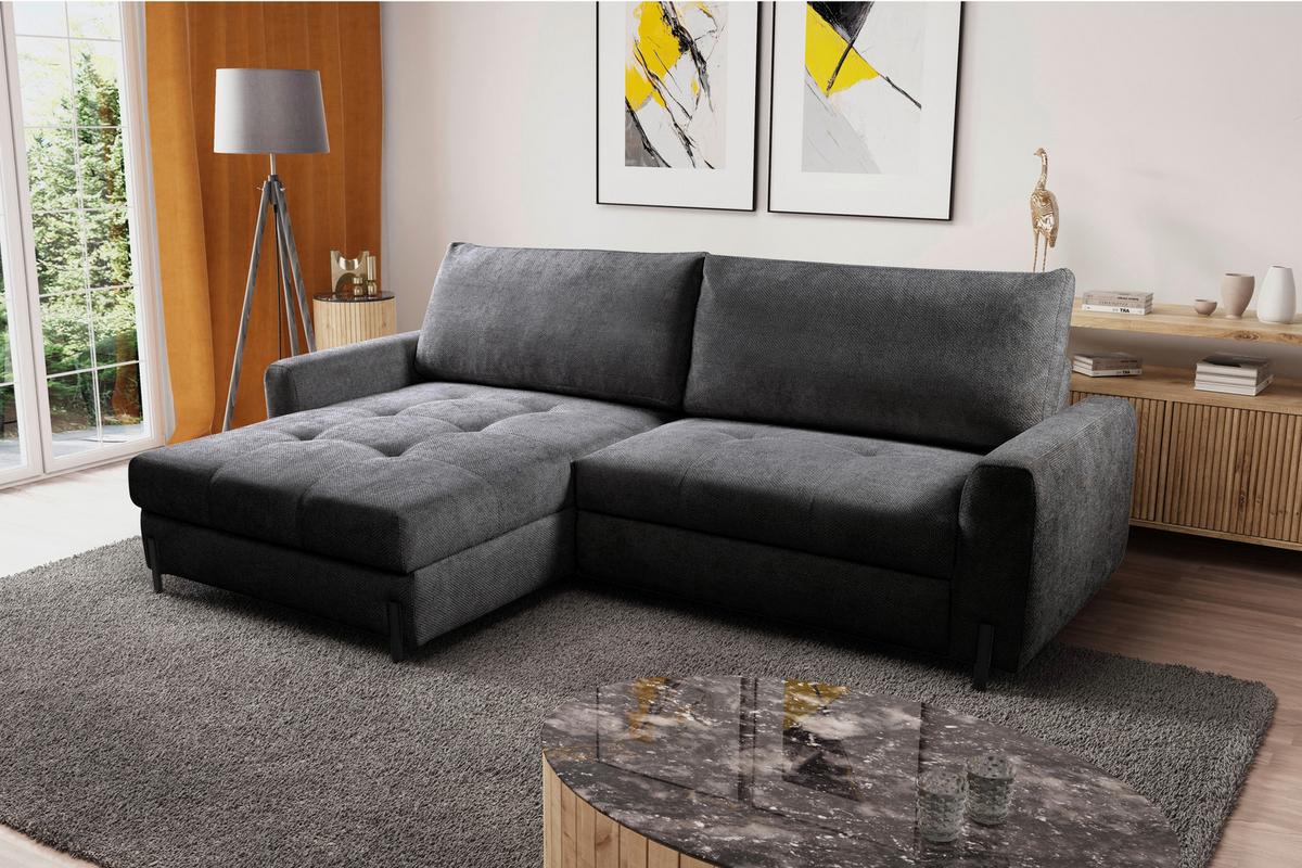 Ecksofa Naomi Anthrazit/Schwarz, 162 cm - Anthrazit/Schwarz, Design, Textil (162/265cm) - MID.YOU