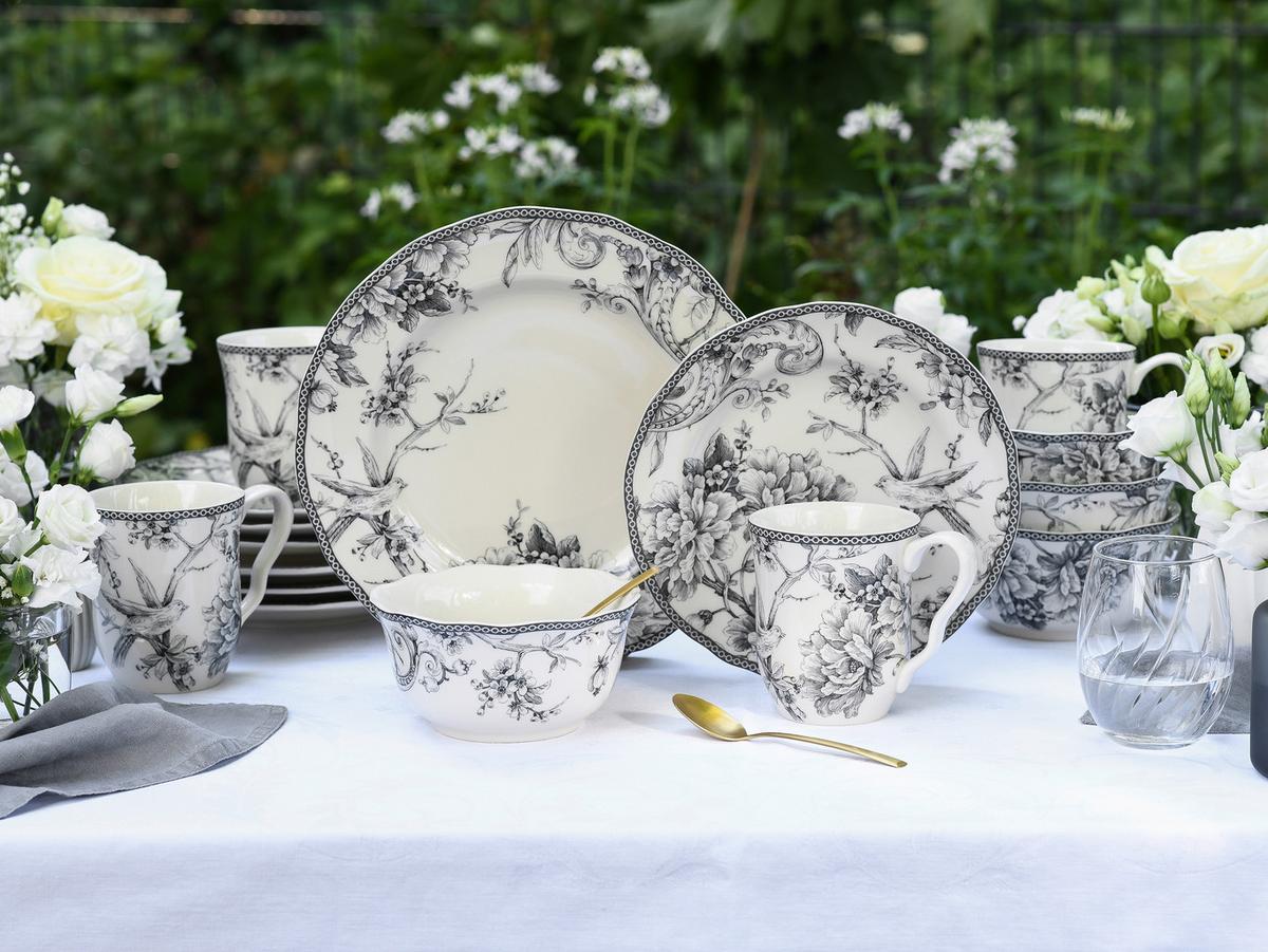 KOMBISERVICE Grau, Weiß - Weiß/Grau, Basics, Keramik - Creatable