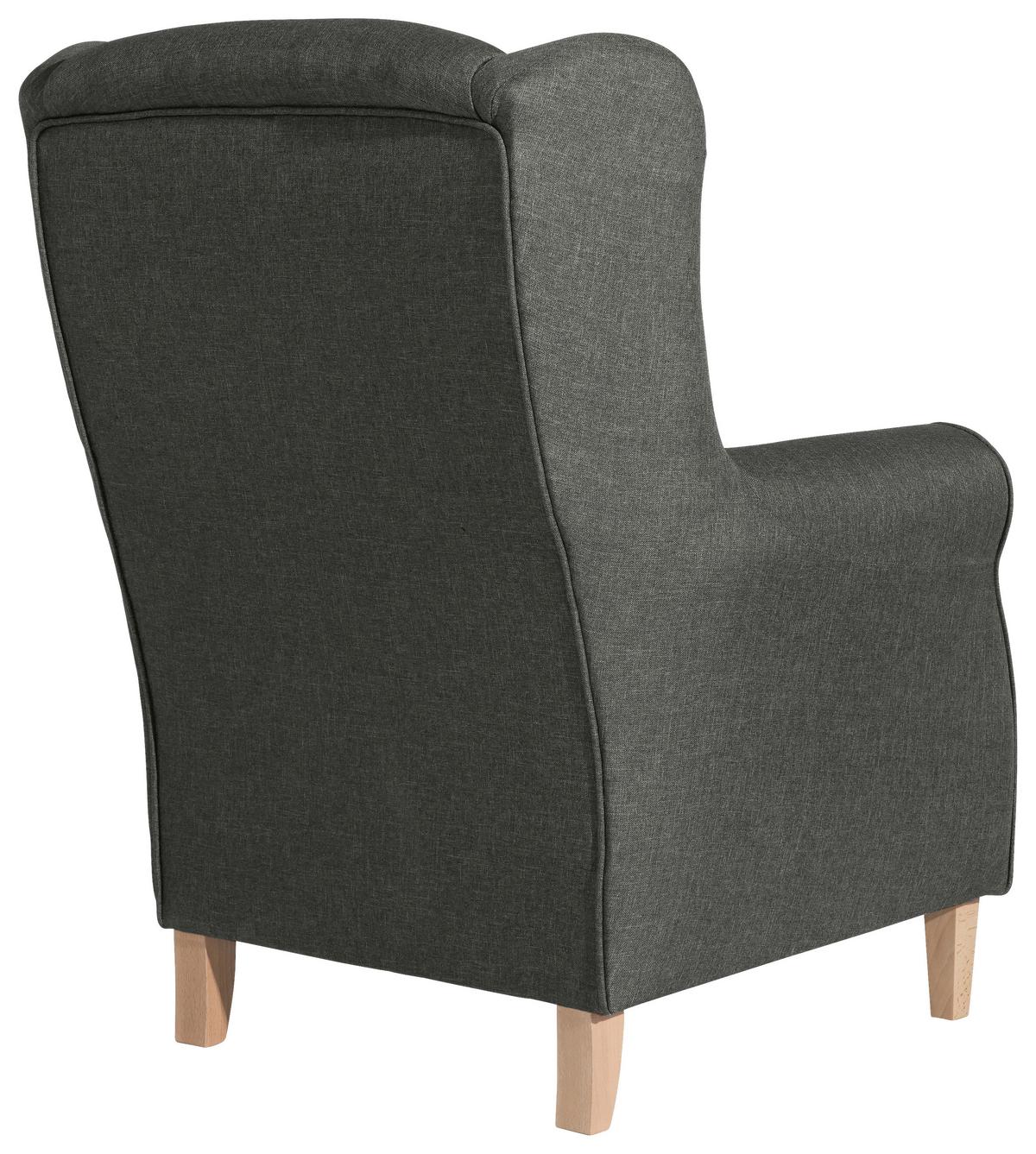Ohrensessel Mit Armlehnen Lorris Anthrazit - Anthrazit/Buchefarben, MODERN, Textil (77/103/86cm) - Max Winzer