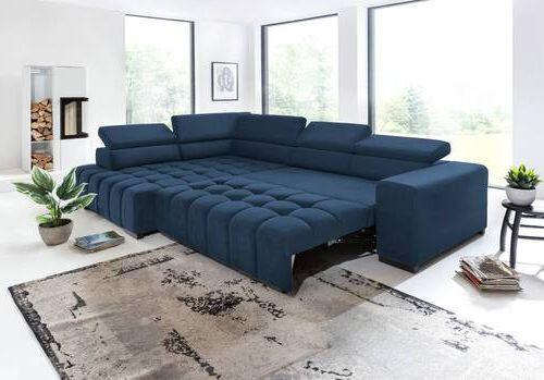 Eckschlafsofa Elias Neu Blau S: 201 cm - Blau/Schwarz, Design, Textil (201/307cm) - Livetastic