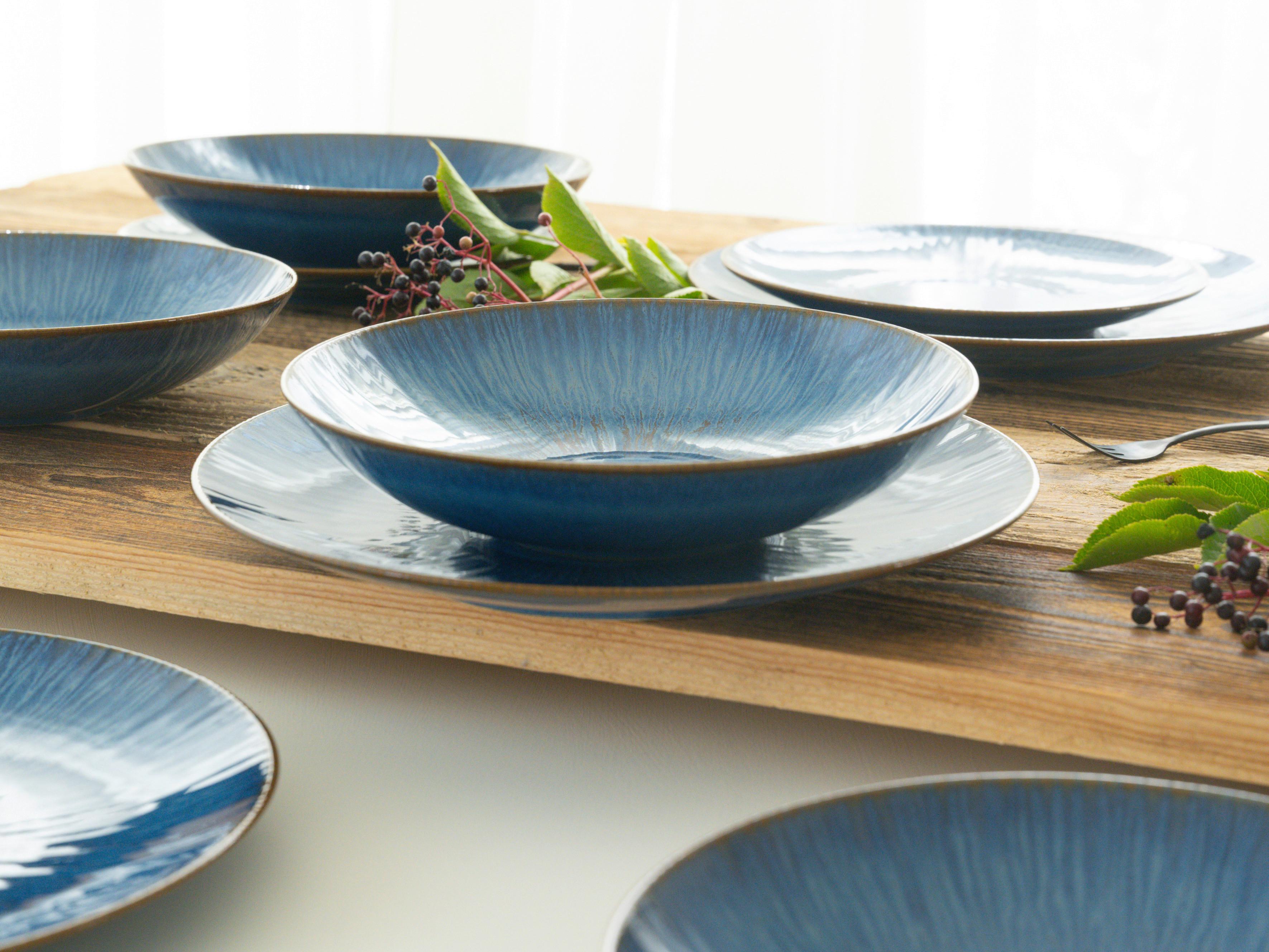 Tafelservice Steingut 4 Personen Geschirr Set - Blau, Basics, Keramik (43/40/37cm) - Creatable