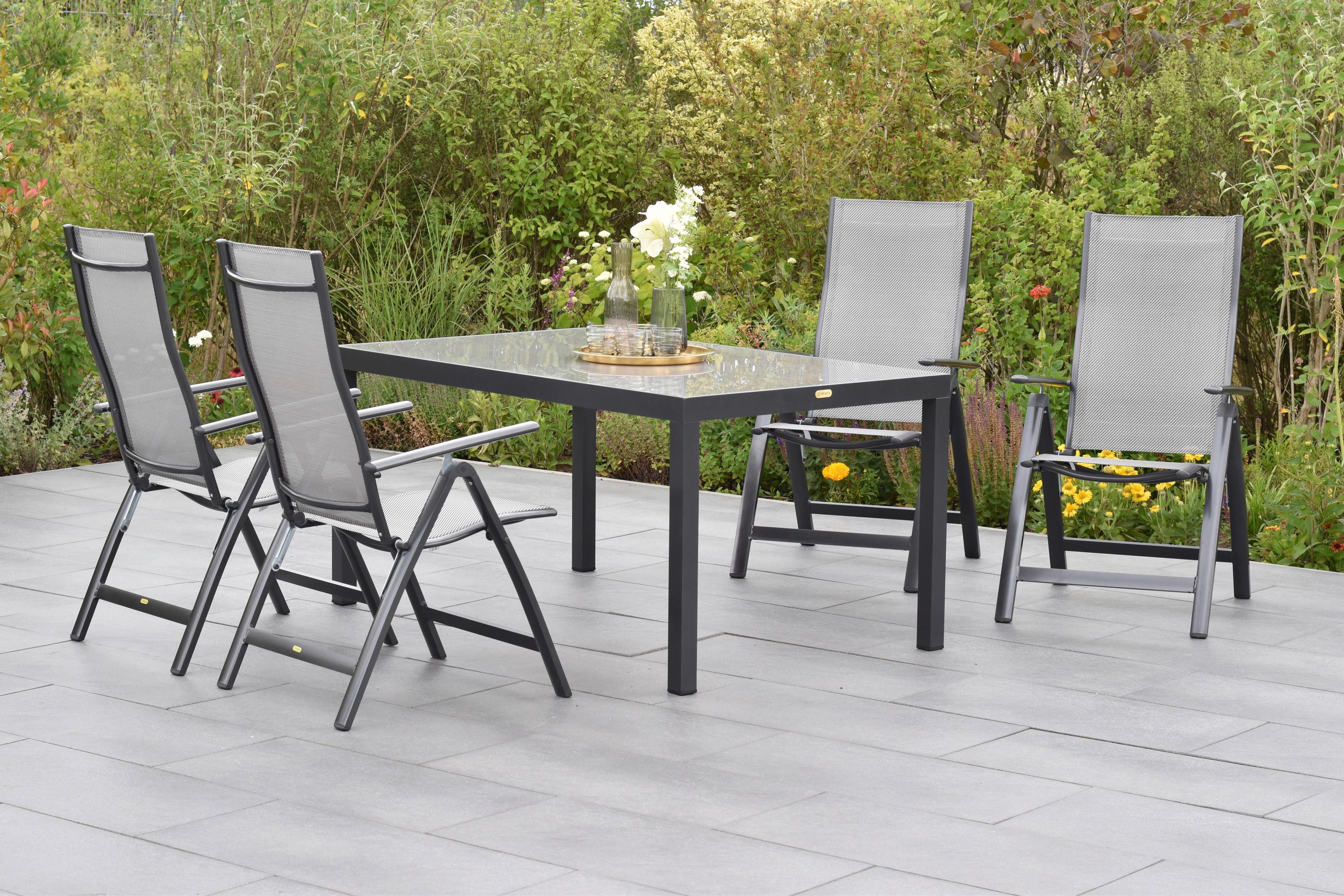 Gartenset Carrara - Graphitfarben/Braun, MODERN, Textil/Metall - Gardenson