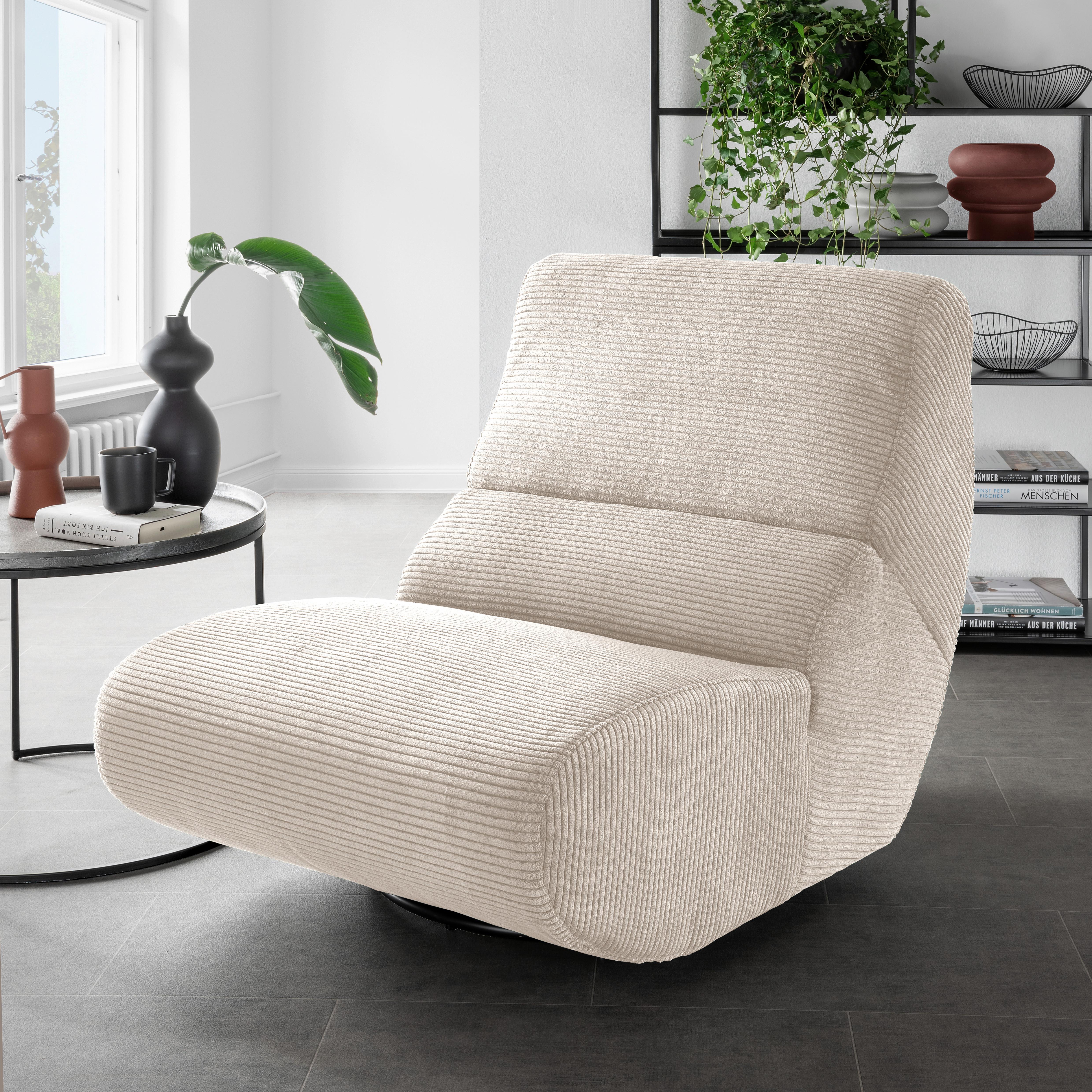Sessel Lucera Beige 360° drehbar, B: 74 cm - Beige/Schwarz, Design, Textil (74/85/105cm) - Livetastic