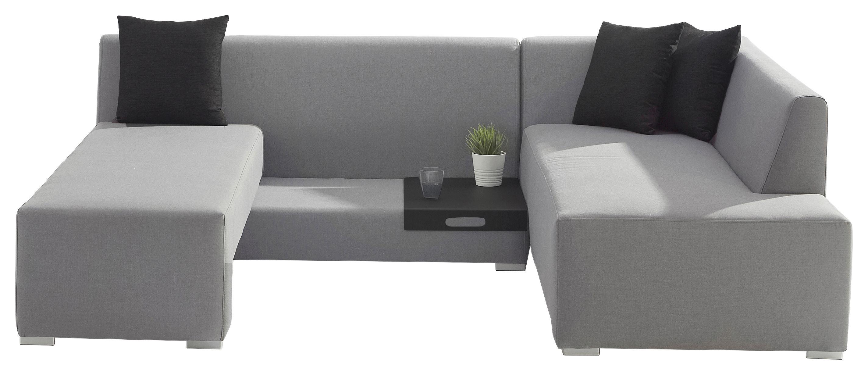 Loungegarnitur 3-Tlg Wellington Textil mit Kissen - Grau, Basics, Textil (300/150/70cm) - Gardenson